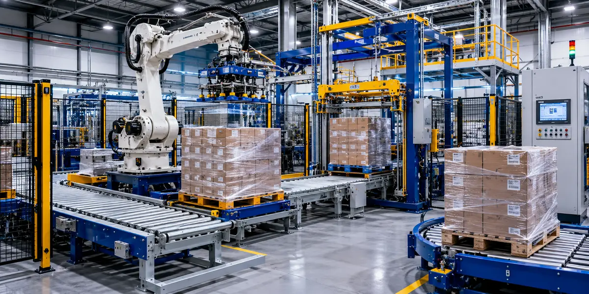 Integrated Automation Systems Integrated automation system incorporating palletising equipment, conveyors and packaging machinery