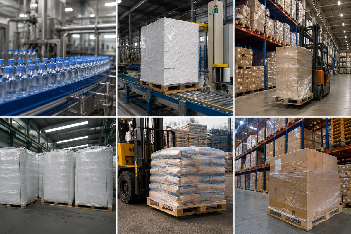 TOSA 090 Typical Applications Typical applications for the TOSA 090 automatic turntable stretch wrapping machine across manufacturing, warehousing and logistics