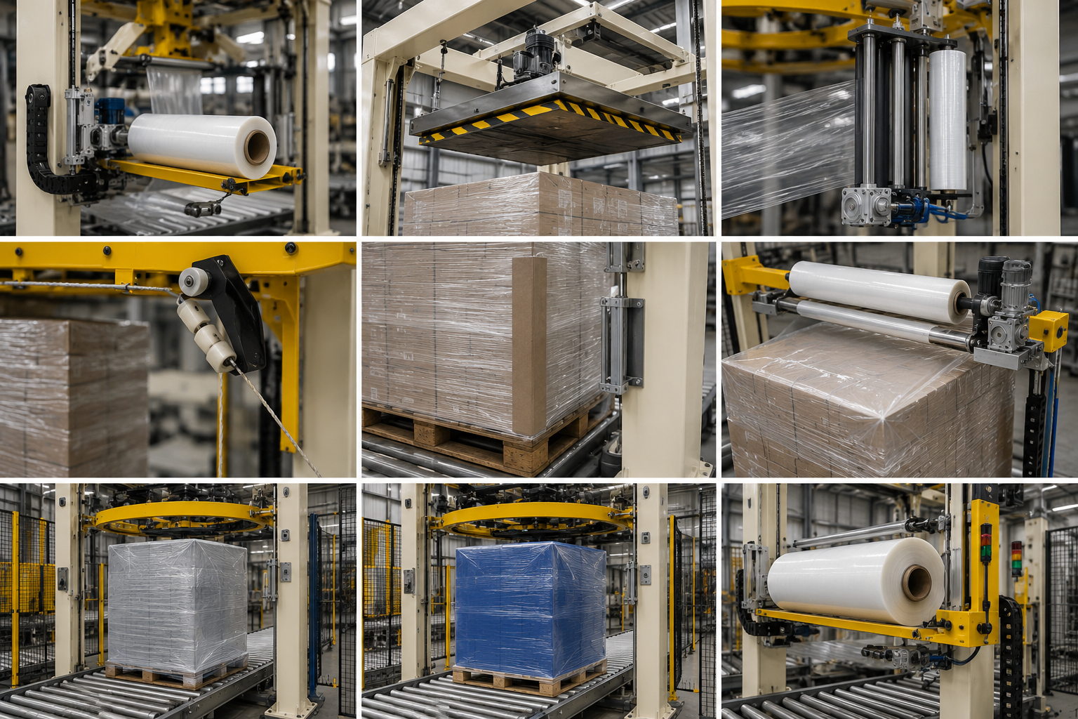 TOSA Juracan Optional Equipment Optional equipment for the TOSA Juracan rotating ring stretch wrapper including automatic film change, top press, corner post application and top sheet systems